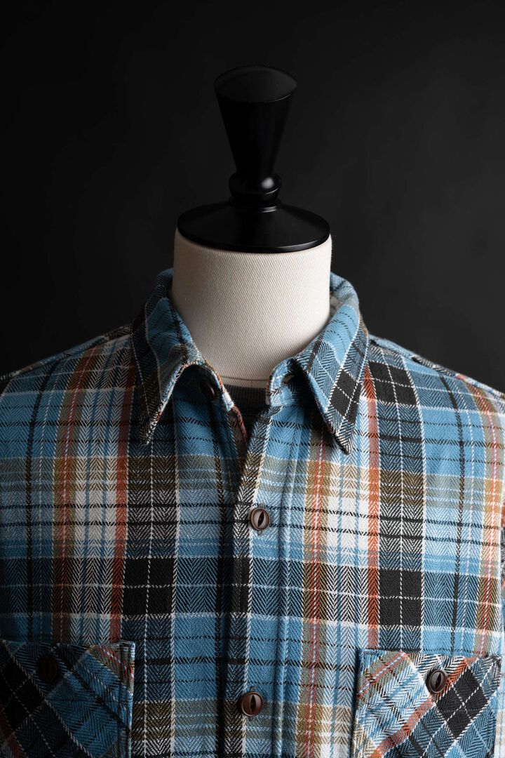 MS001E Check Flannel Shirt,BLUE, medium image number 8