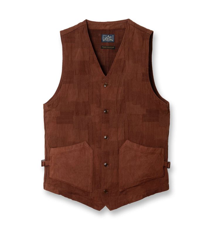 【Pre-order】4605 Amami Mud Dyed Jacquard Vest,BROWN, medium image number 0