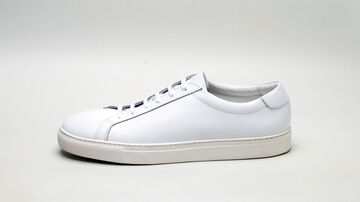 'STANLEY' LACE UP LEATHER SNEAKER (WHITE
 BLACK)-WHITE-42 (27~28cm),WHITE, small image number 1