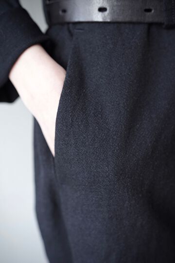 【CAPERTICA】CAP706PT18 Washable Wool Gaba / Loosey Trousers,BLACK NAVY, small image number 3