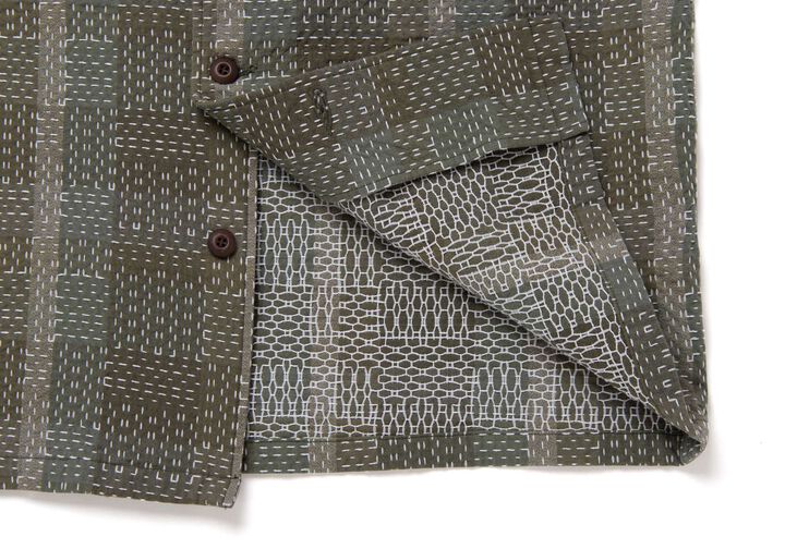 【Pre-order】5718 Noragi ARMY Sashiko Long Sleeve Shirts,ARMY GREEN, medium image number 5