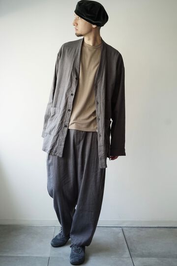 233SH25 Silk/Linen Gaba / Cardigan Shirts,BLACK, small image number 15