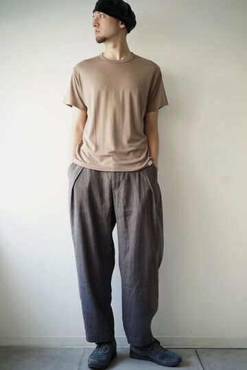 241PT05 Silk/Linen Gaba / W-Tuck Pants,GRAY, small image number 0
