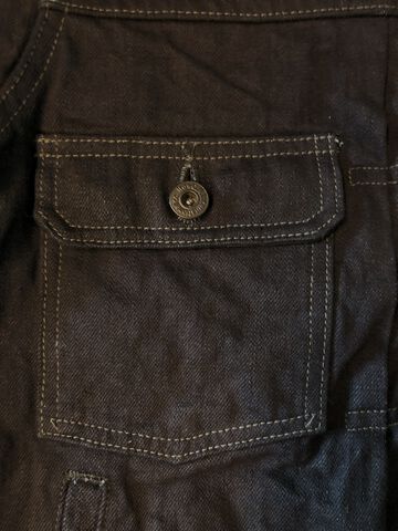 ONI02516-14BLK 14oz Oni Denim (Weft: Black) 2nd Type Jacket with handwarmers,, small image number 4