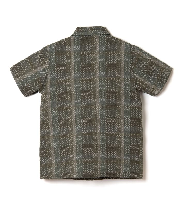 【Pre-order】5719 Noragi ARMY Sashiko Short Sleeve Shirts,ARMY GREEN, medium image number 1