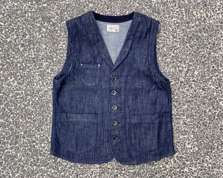 GZ-SLVT-0504 10oz Shawl collar vest broken twill