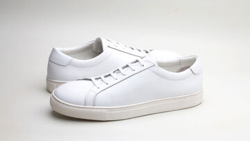 'STANLEY' LACE UP LEATHER SNEAKER (WHITE
 BLACK)-WHITE-42 (27~28cm),WHITE, small image number 0