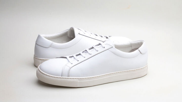 "STANLEY" LACE UP LEATHER SNEAKER (WHITE, BLACK)-WHITE-42 (27~28cm),WHITE, medium image number 0