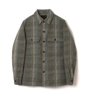 【Pre-order】5718 Noragi ARMY Sashiko Long Sleeve Shirts,ARMY GREEN, small image number 0