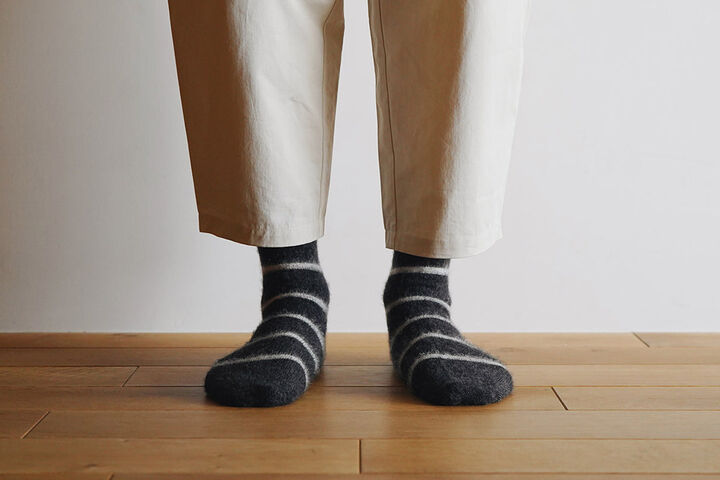 NK0703 Mohair Wool Border Socks MOCHA BEIGE,MOCHA BEIGE, medium image number 5