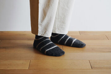 NK0703 Mohair Wool Border Socks MOCHA BEIGE,MOCHA BEIGE, small image number 7