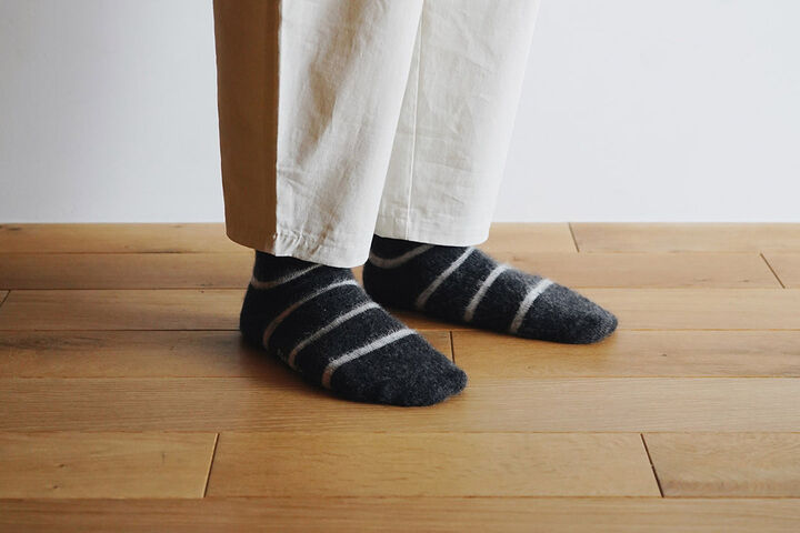 NK0703 Mohair Wool Border Socks MOCHA BEIGE,MOCHA BEIGE, medium image number 7